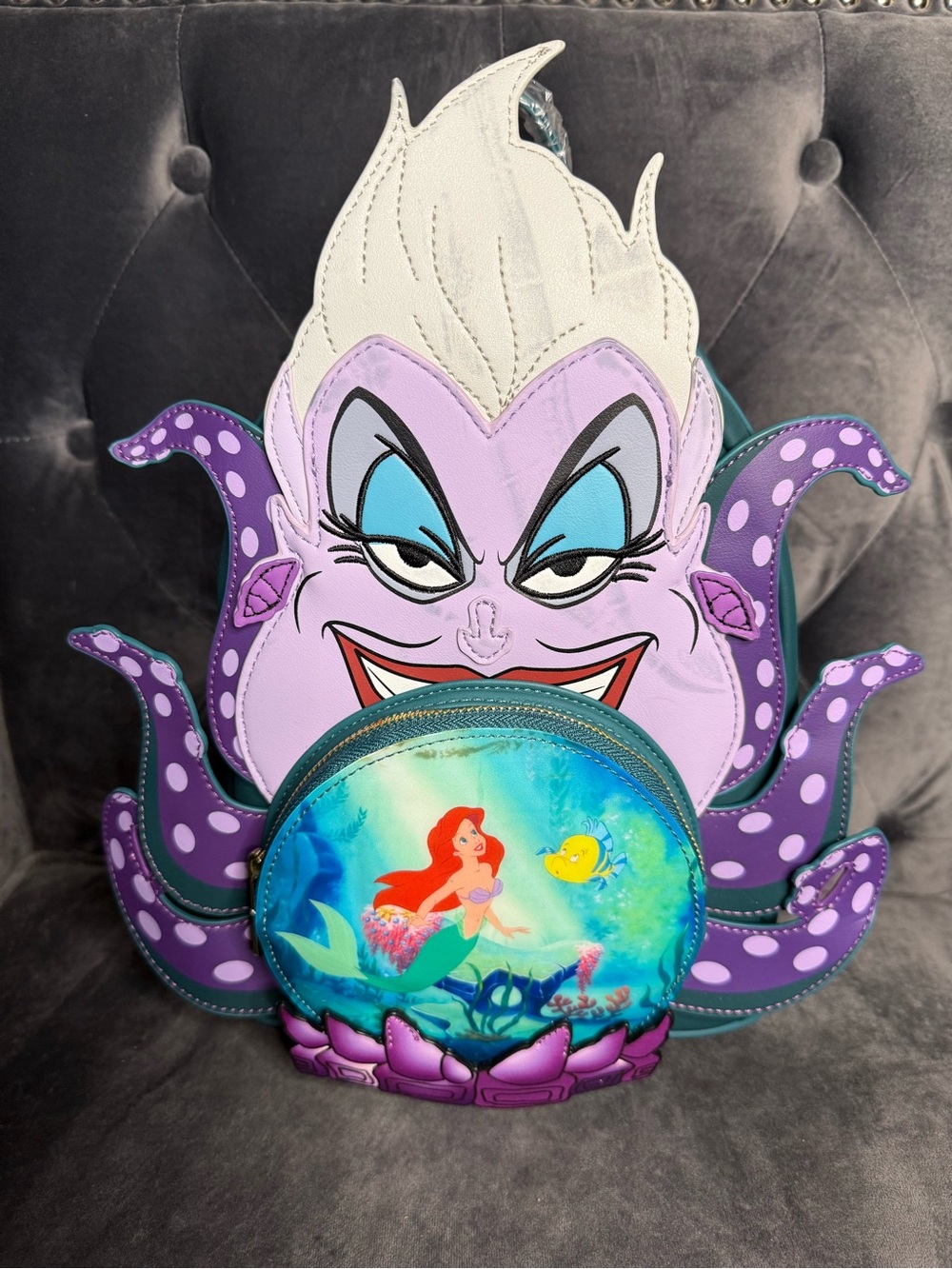Loungefly Disney Villains Scene Ursula Crystal Ball Mini Backpack IMPERFECTIONS